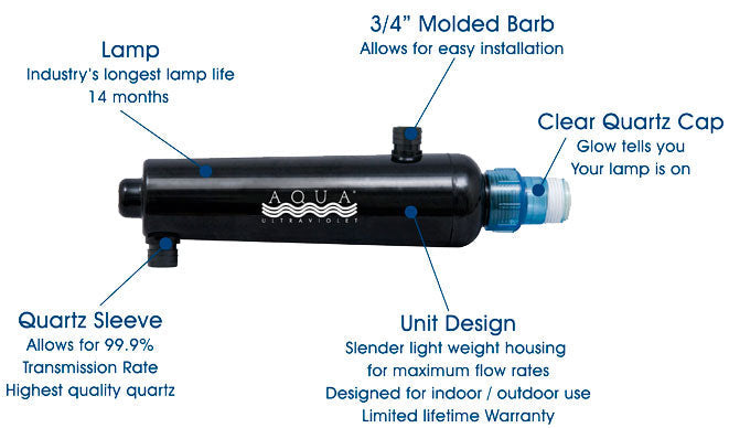 Aqua UV Advantage UV Sterilizer 2000+ Barb x Barb - 15 Watt - The Pet Source