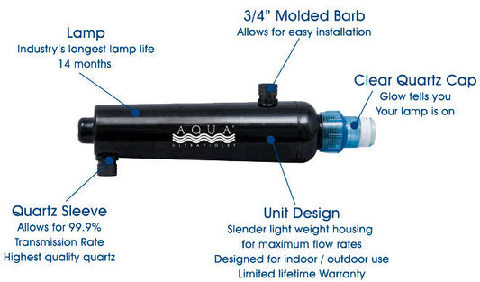 Aqua UV Advantage UV Sterilizer 2000+ Barb x Barb - 15 Watt - The Pet Source