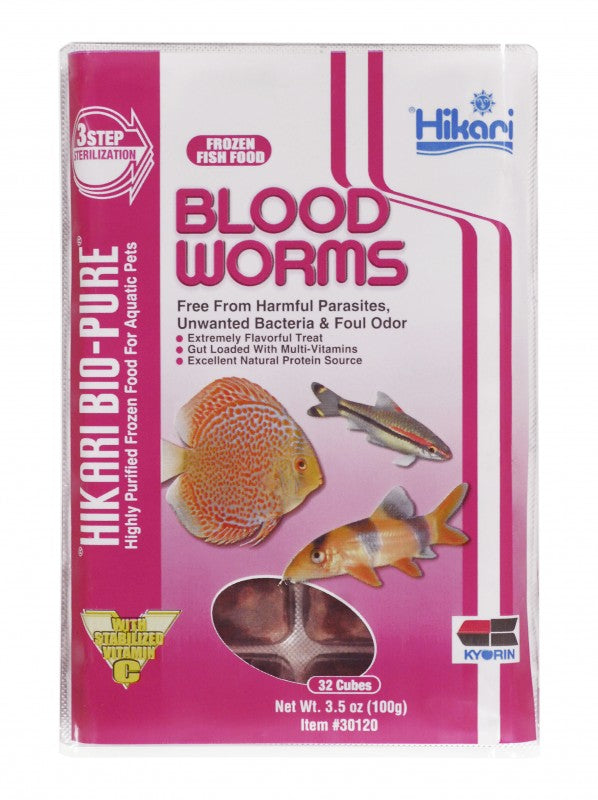 Hikari Bio-Pure Frozen Blood Worms Cube Pack - 3.5oz - The Pet Source