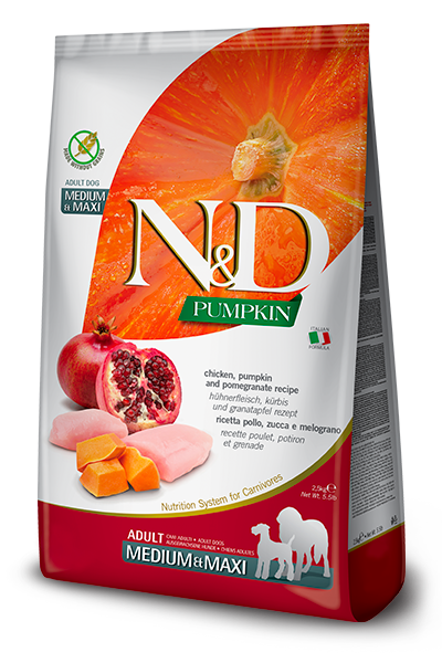 Farmina N&D Pumpkin Grain Free Chicken and Pomegranate Adult Medium & Maxi Dog Food - 26.4lb - The Pet Source