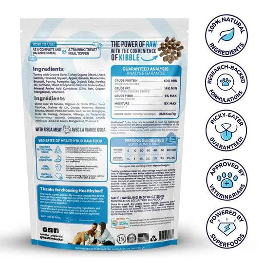 Healthybud Turkey Meal Bites Freeze Dried Raw Dog Food - 397g - The Pet Source