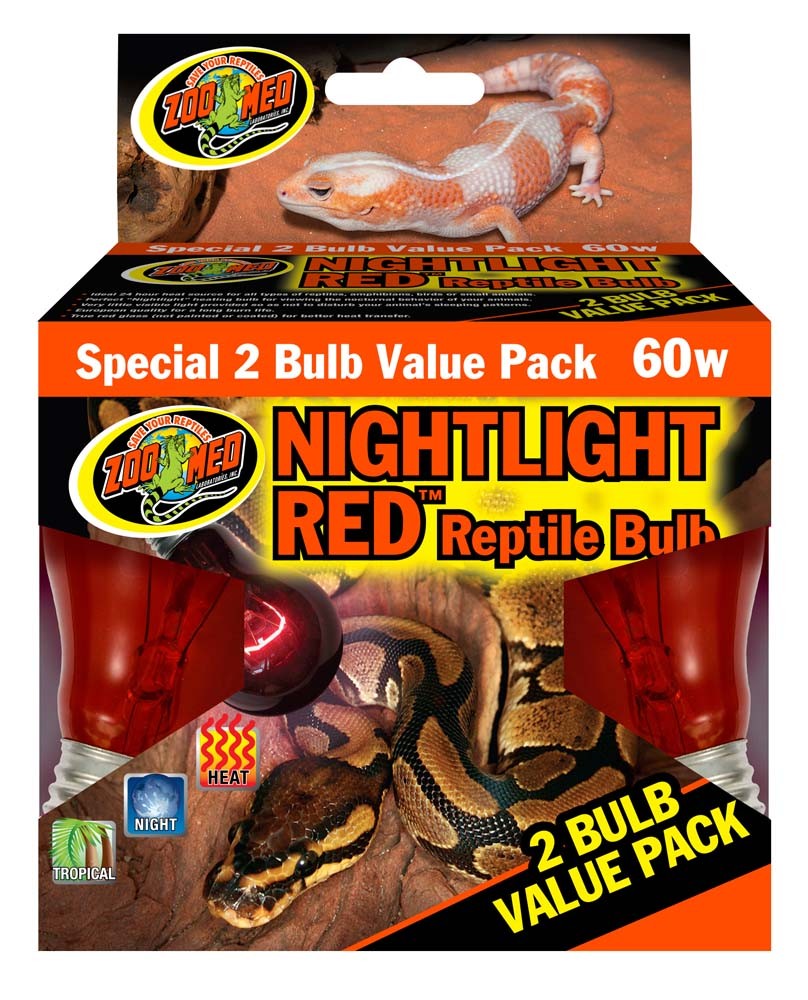 Zoo Med Nightlight Red Reptile Bulb - 60 W 2 pack - The Pet Source