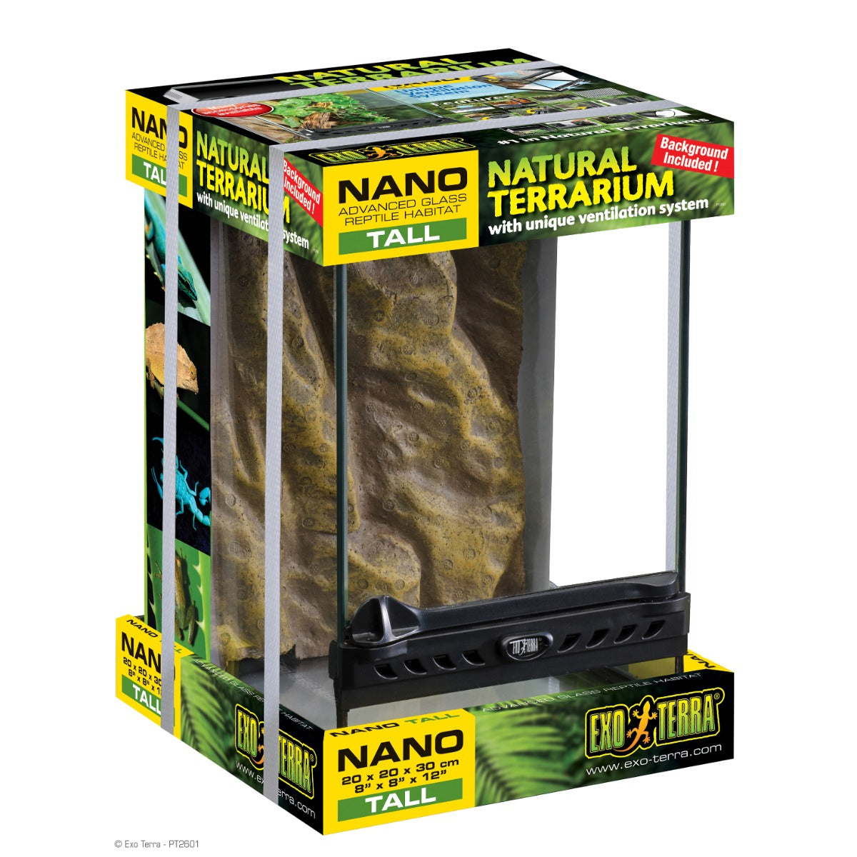 Exo Terra Nano Tall Terrarium - 20 x 20 x 30 cm (8" x 8" x 12") - The Pet Source