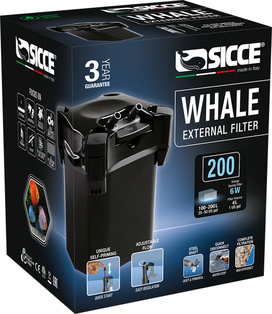 Sicce WHALE 200 Canister Filter - 190gph - The Pet Source