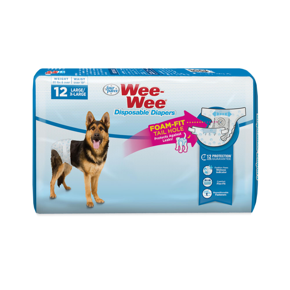 Four Paws Wee-Wee Disposable Dog Diapers Large / X-Large - 12 pack - The Pet Source