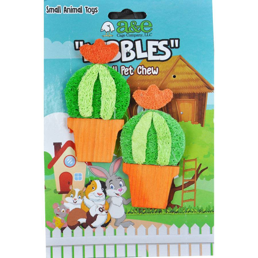 A & E Cages Nibbles Small Animal Loofah Chew Toy Barrel Cactus - The Pet Source