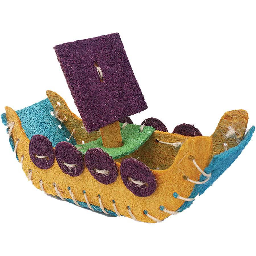 A & E Cages Nibbles Small Animal Loofah Chew Toy Boat - The Pet Source