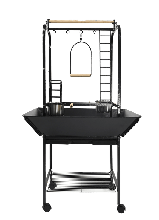 A & E Cages Parrot Play Stand with Ladders and Toy Hooks - The Pet Source