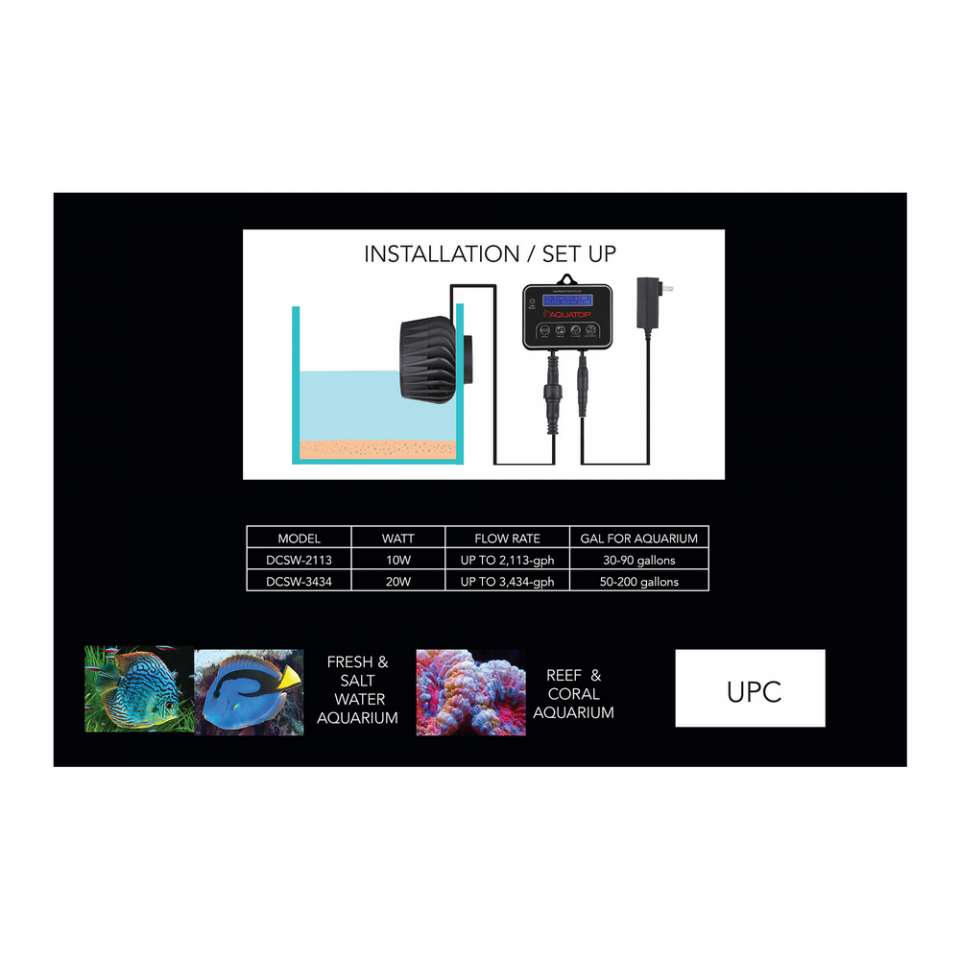 Aquatop Forza MaxFlow Slim DC Wavemaker with Controller - 3434 GPH - The Pet Source