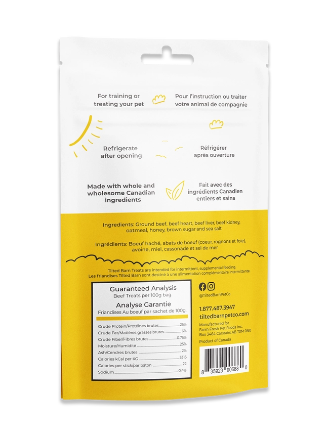 Tilted Barn Garlic Free Beef Treats For Dogs - 100g - The Pet Source
