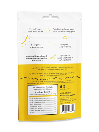 Tilted Barn Garlic Free Beef Treats For Dogs - 100g - The Pet Source