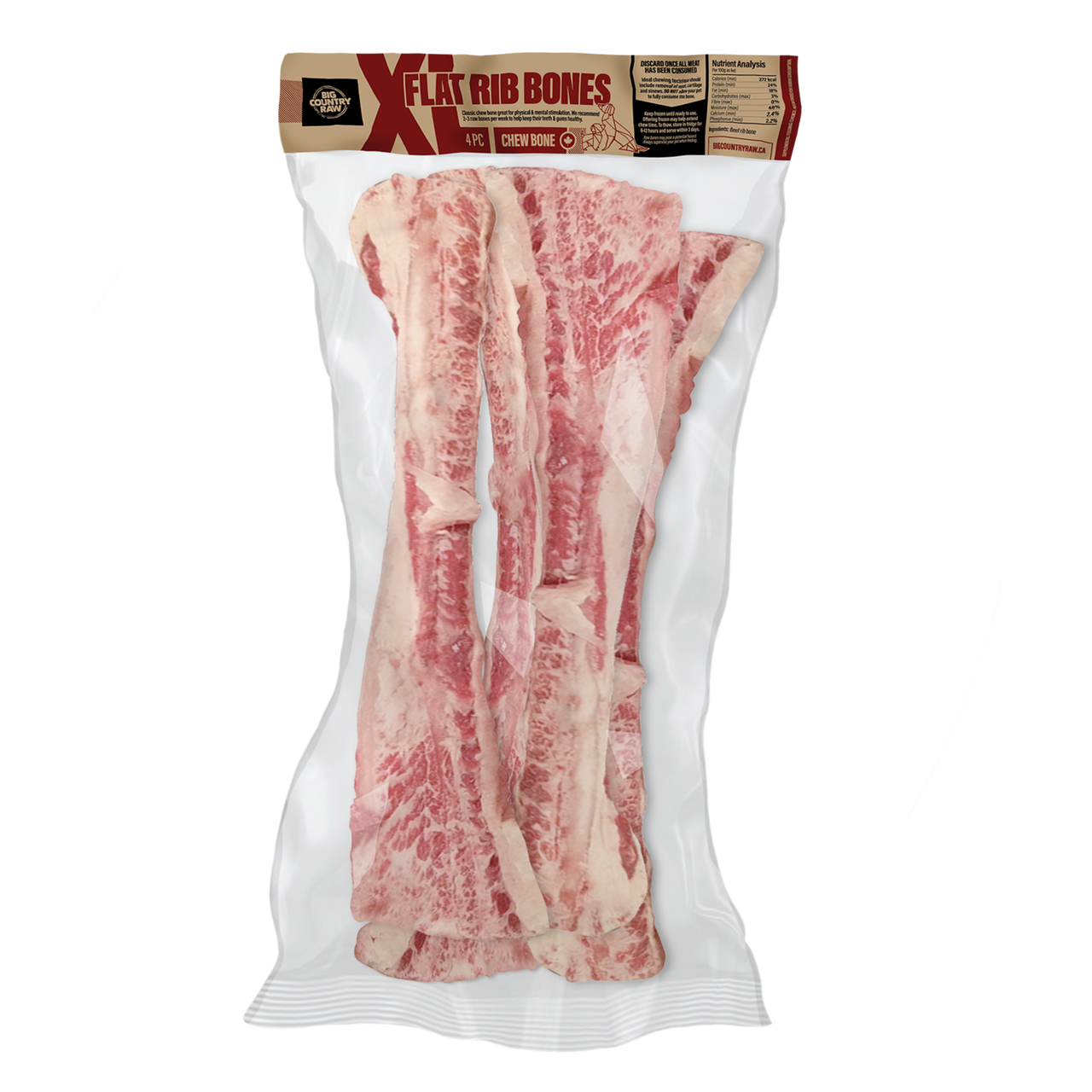 Big Country Raw Frozen XL Flat Rib Bone - 4 Pieces