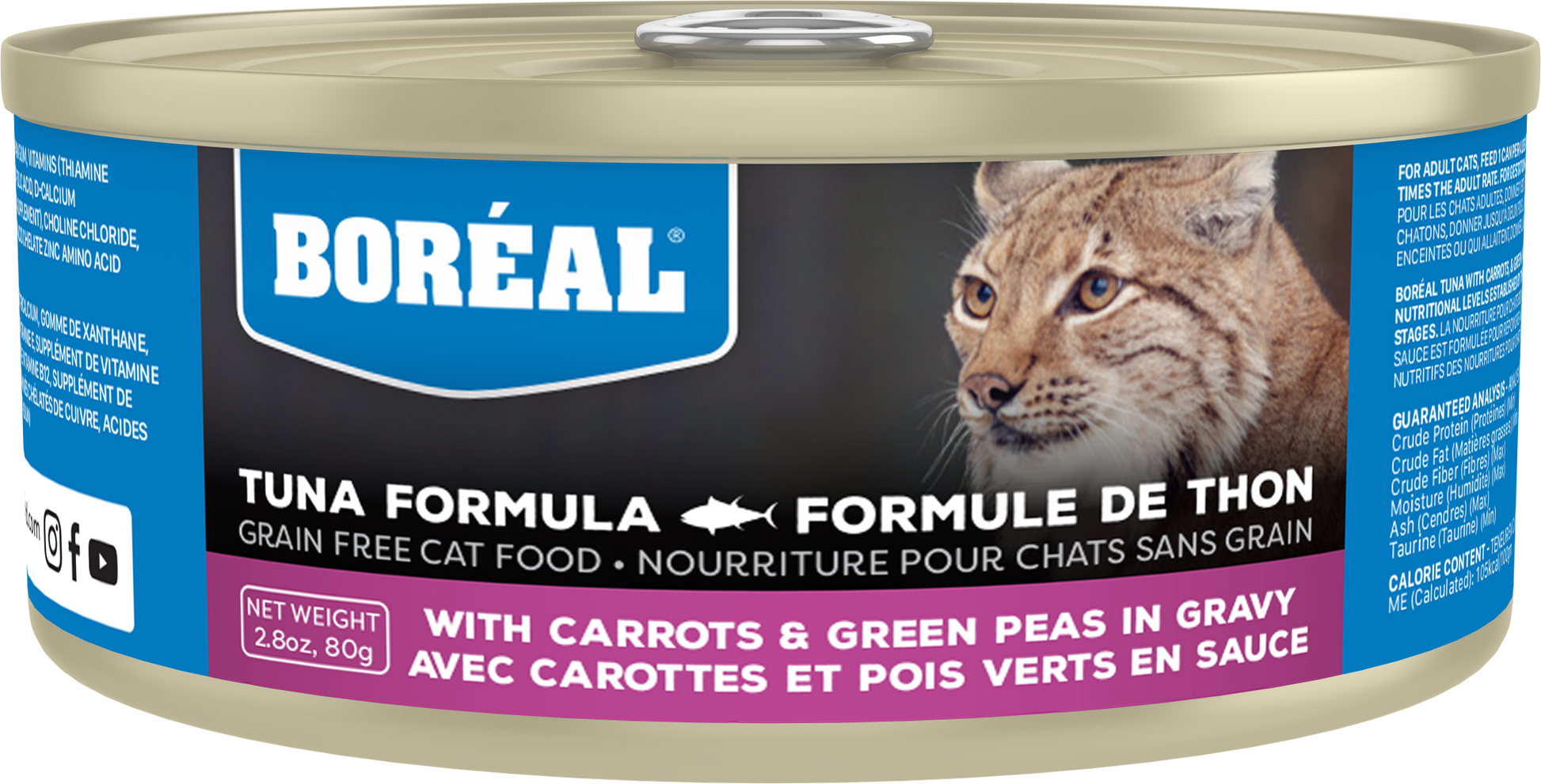 Boreal Red Tuna, Carrot & Green Pea in Gravy Wet Cat Food Can - 80g - The Pet Source
