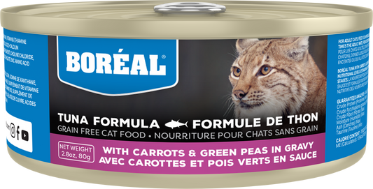 Boreal Red Tuna, Carrot & Green Pea in Gravy Wet Cat Food Can - 80g - The Pet Source