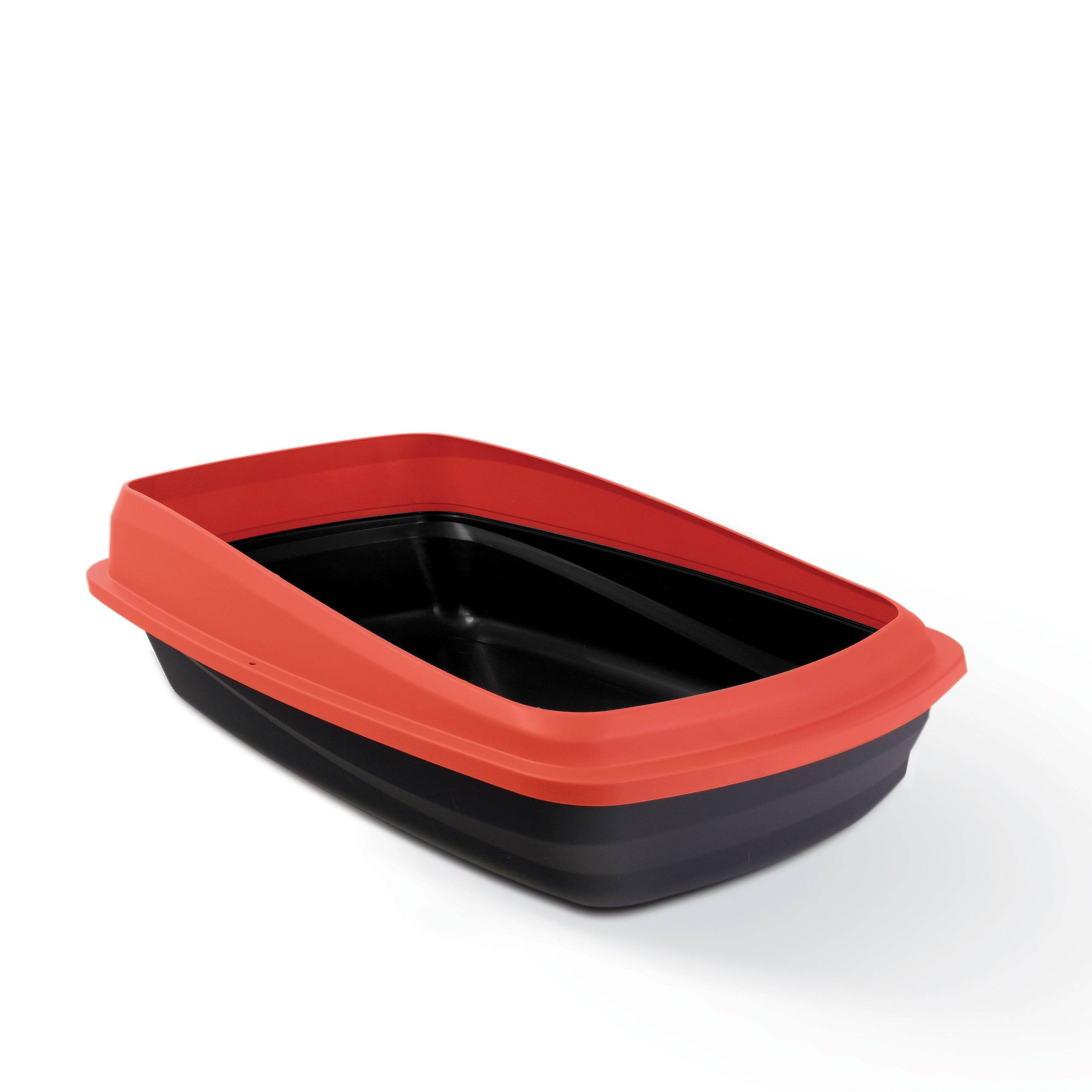 Catit Cat Pan with Removable Rim - Red & Charcoal - Large - The Pet Source