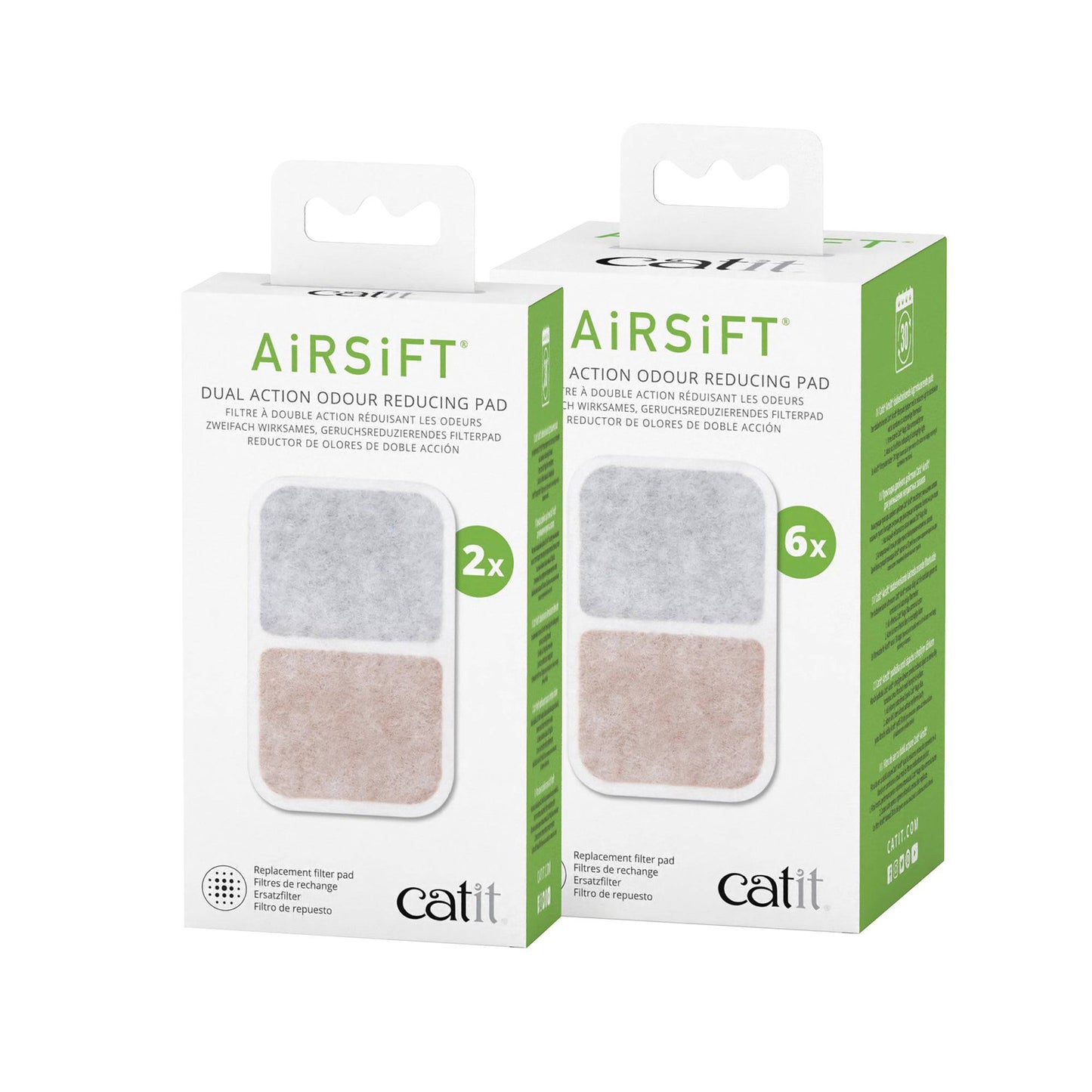Catit Airsift Dual Action Odor Reducing Pad - 6 pack - The Pet Source