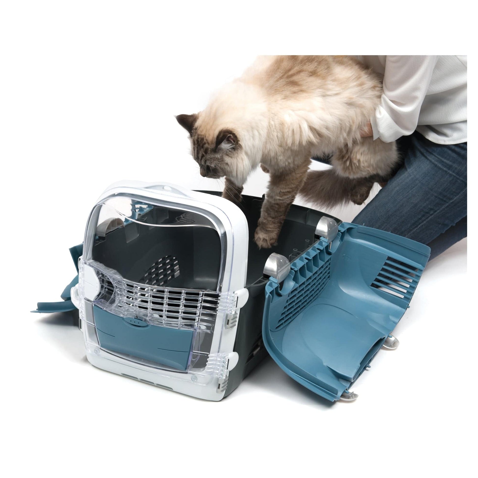 Catit Cabrio Carrier - Blue-Gray - 20 x 13 x 13.75 in - The Pet Source