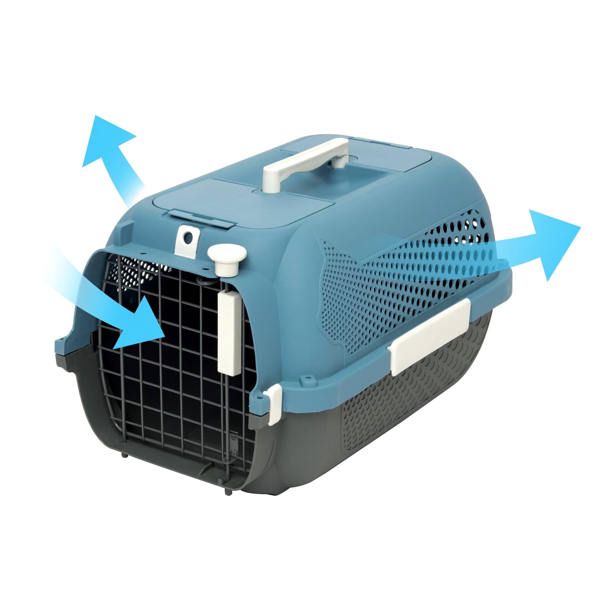 Catit Cat Carrier - Blue-Grey - Medium - 22 x 14.8 x 12 in - The Pet Source