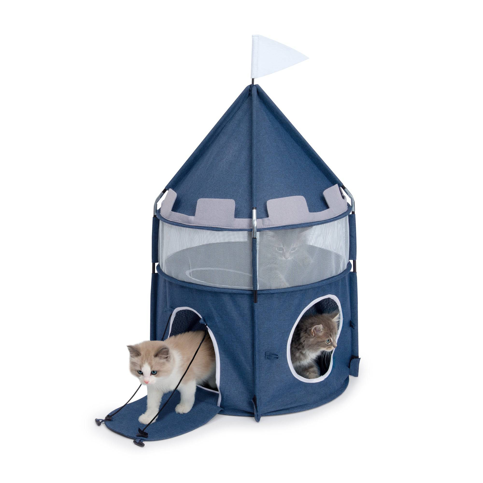 Vesper Castle - Blue - 48 cm (19 in) diameter x 83 cm (33 in) H. - The Pet Source