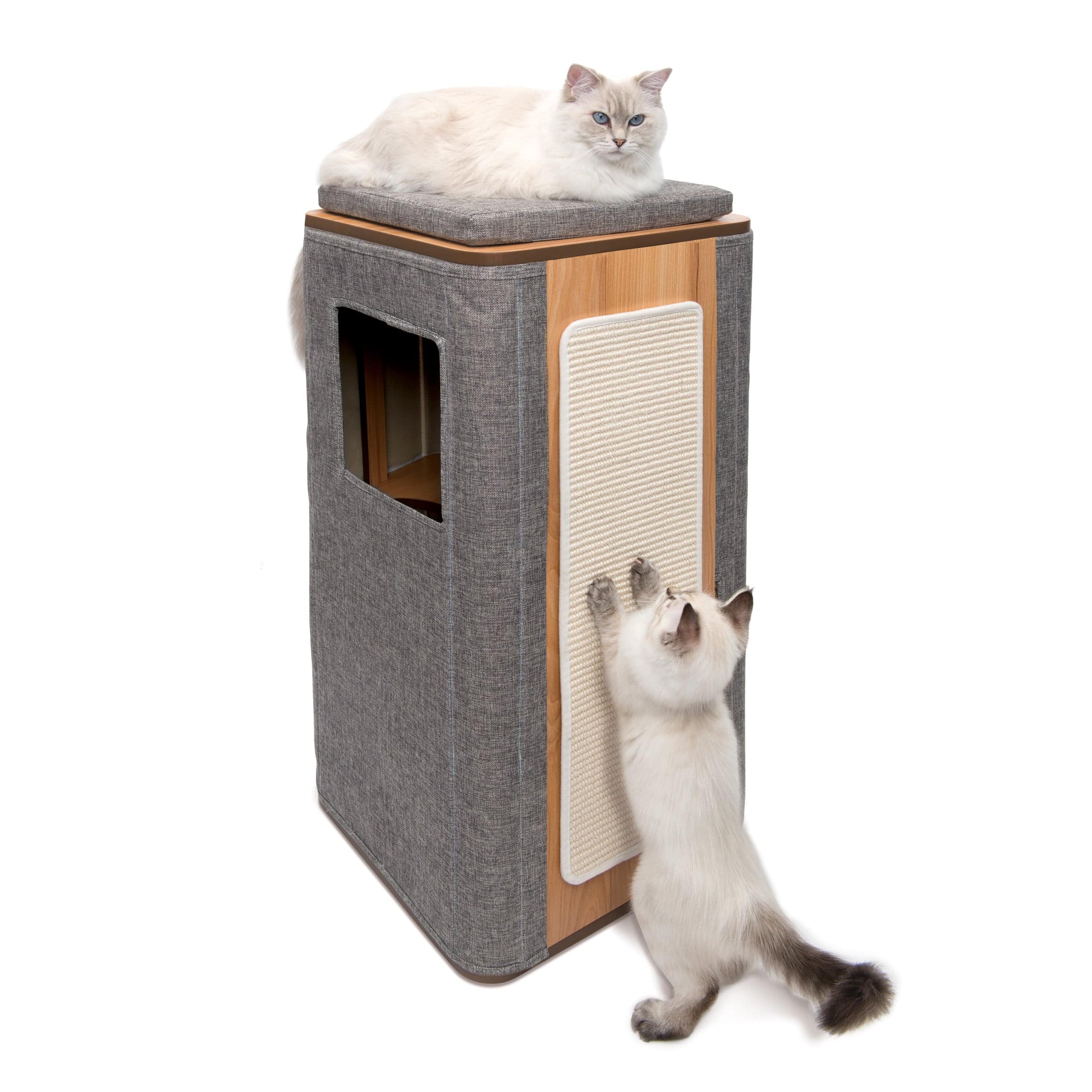 Catit Vesper Cubo Tower - Stone - 42.5 x 42.5 x 87.5 cm (17 x 17 x 34 in) - The Pet Source