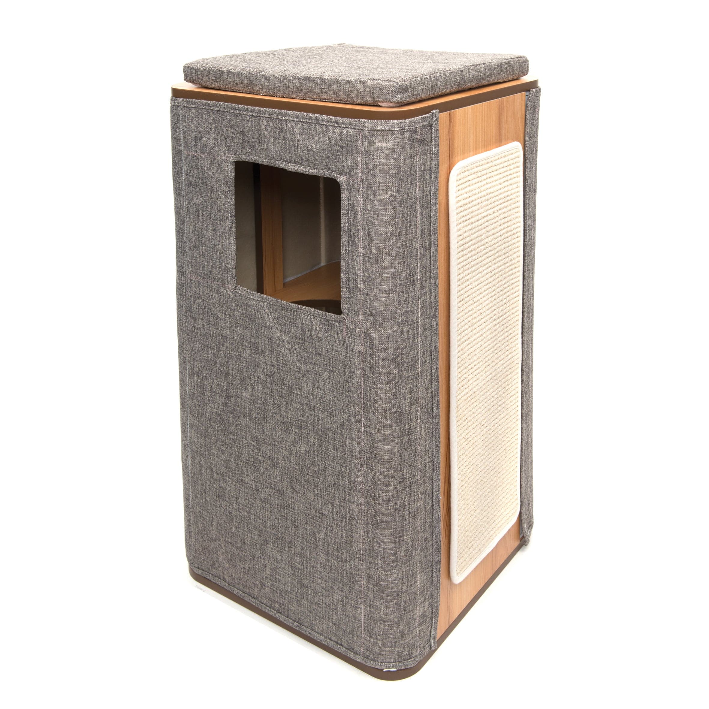 Catit Vesper Cubo Tower - Stone - 42.5 x 42.5 x 87.5 cm (17 x 17 x 34 in) - The Pet Source