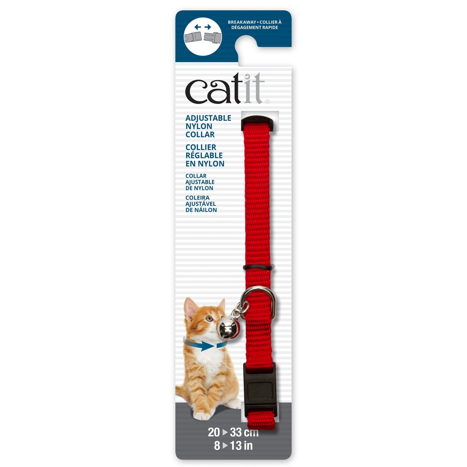 Catit Adjustable Breakaway Nylon Collar - Red - 8-13in - The Pet Source