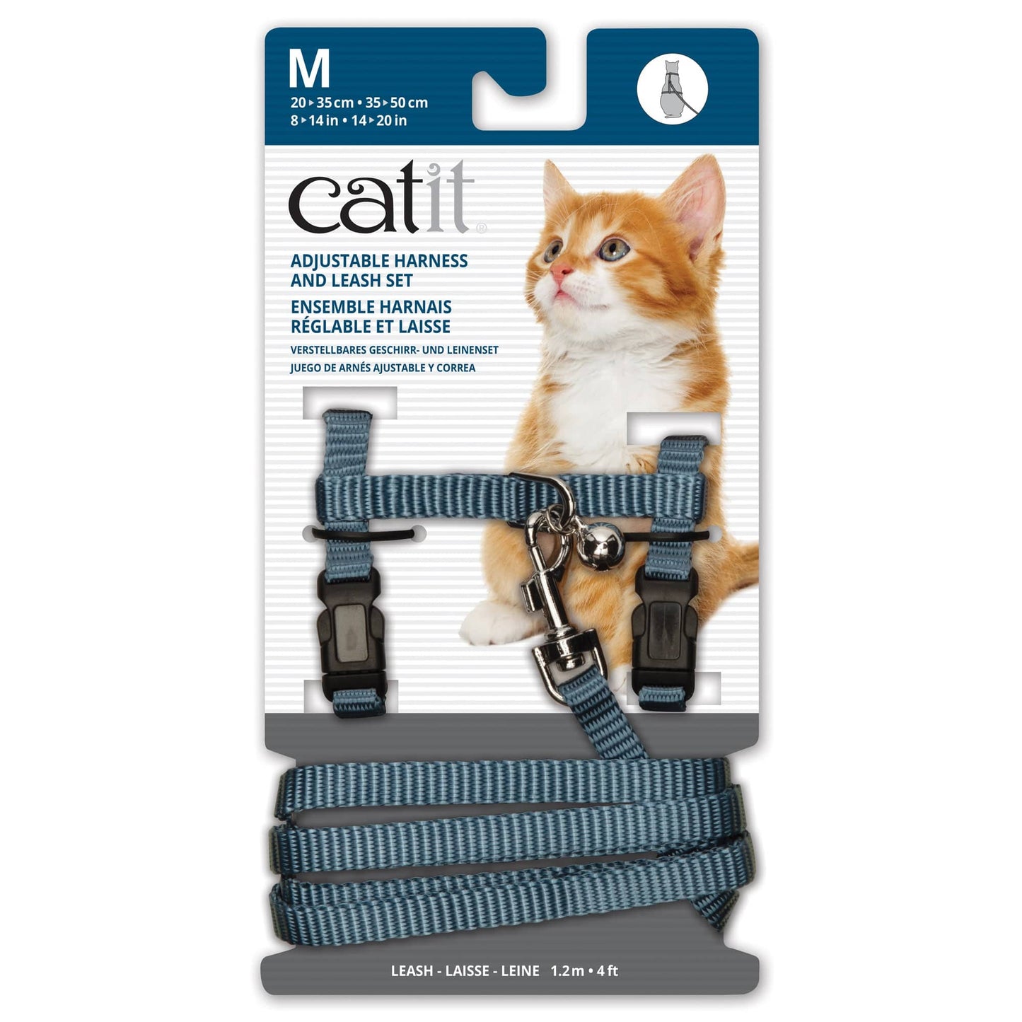 Catit Adjustable Nylon Harness & Leash Set - Light Blue - Medium - The Pet Source