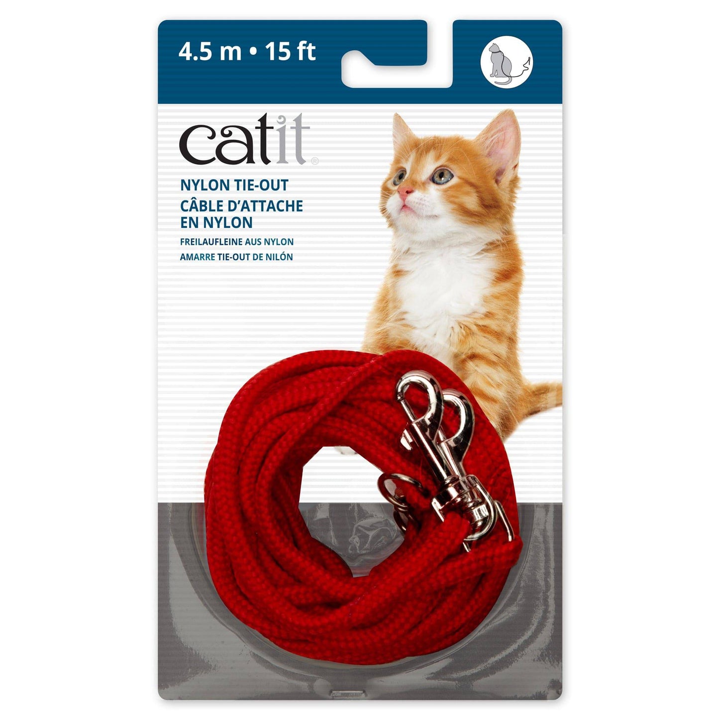 Catit Nylon Tie-out - Red - 15ft - The Pet Source