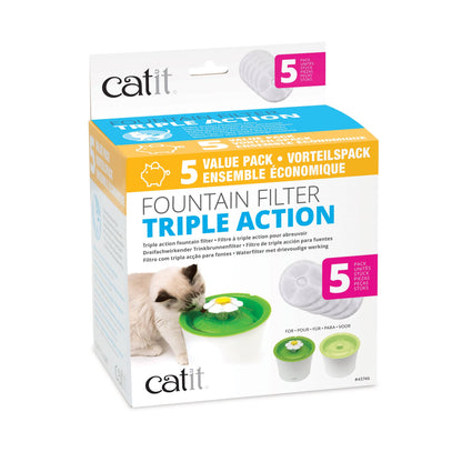 Catit Triple Action Fountain Filter - 5 pack - The Pet Source