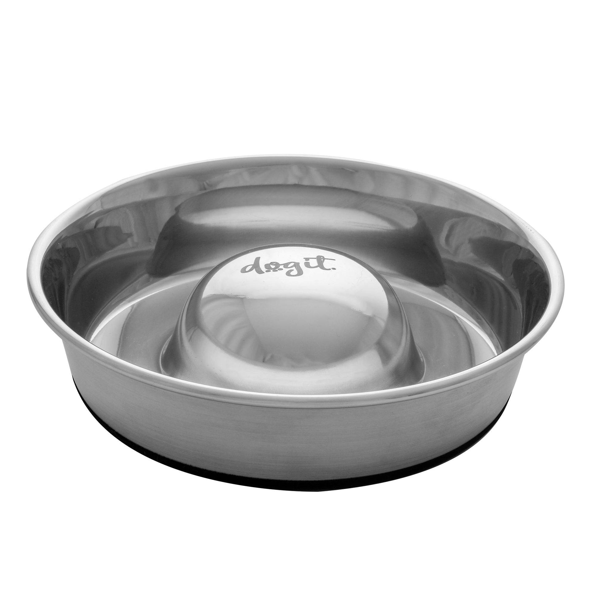 Dogit Stainless Steel Non-Skid Slow Feed Dog Bowl - 57.5oz - The Pet Source