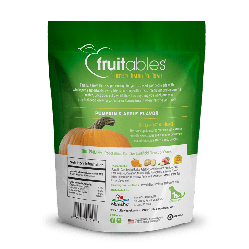 Fruitables Baked Pumpkin & Apple Dog Treats - 12 oz - The Pet Source