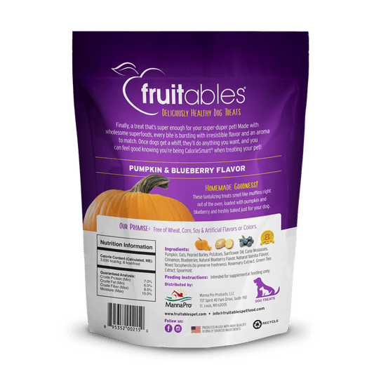 Fruitables Baked Pumpkin & Blueberry Dog Treats - 12 oz - The Pet Source