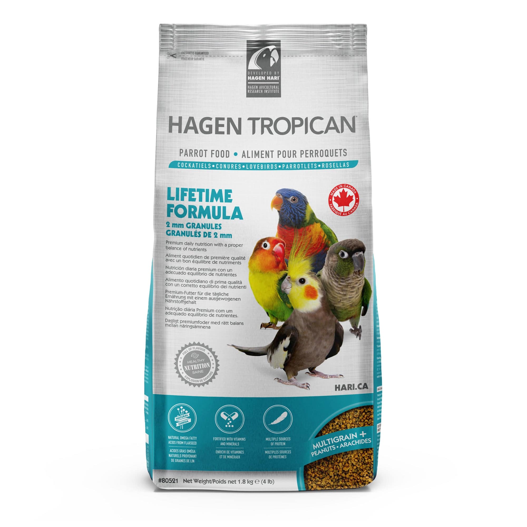 Tropican Lifetime Formula for Parrots Granules 2mm - 4lb - The Pet Source