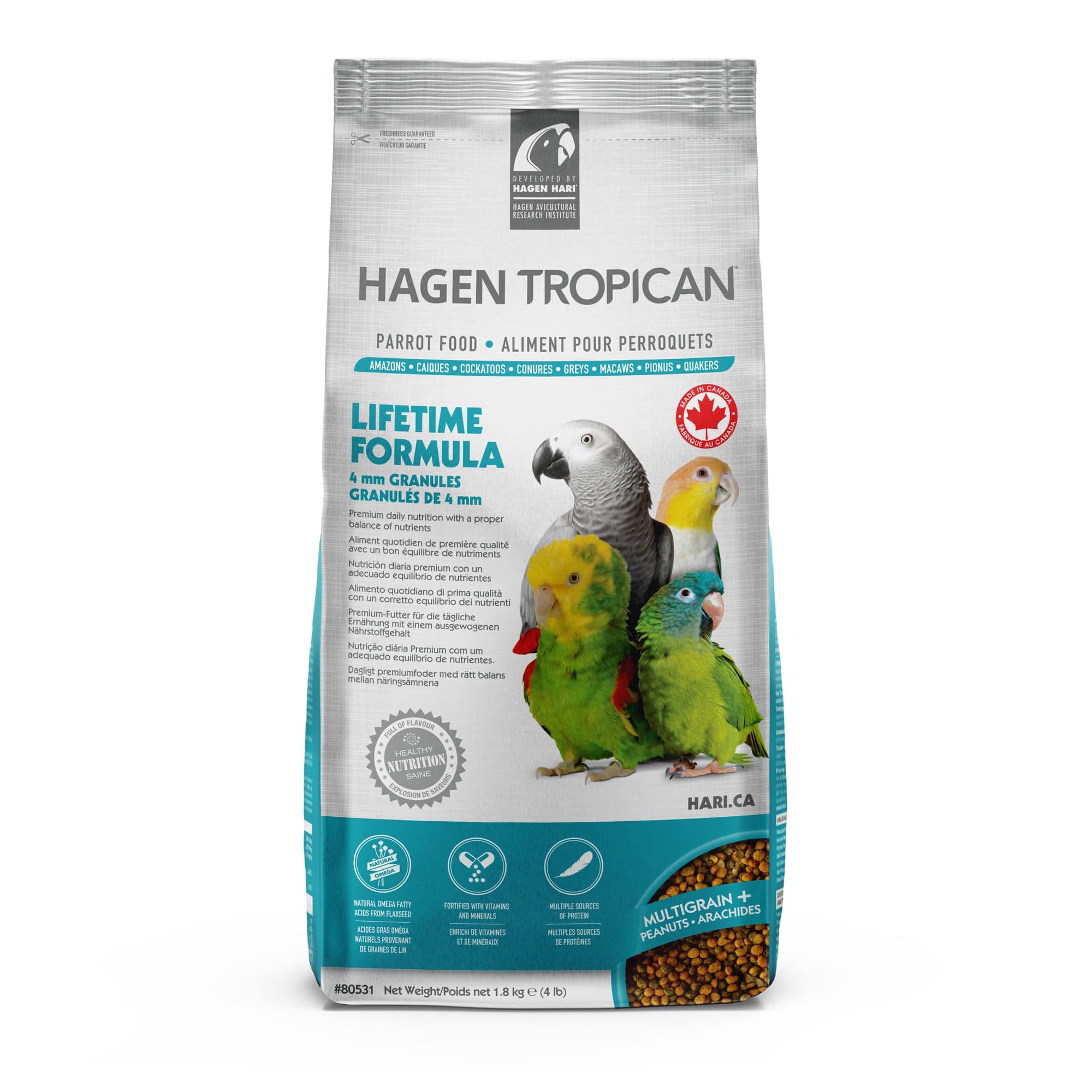 Tropican Lifetime Formula for Parrots Granules 4mm - 4lb - The Pet Source