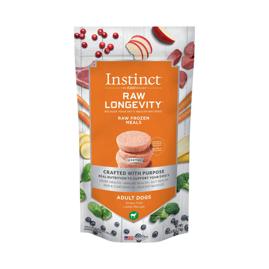 Instinct Raw Longevity Frozen Patties Grass-Fed Adult Dog Food Lamb - 6lb - The Pet Source
