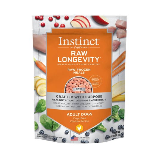 Instinct Raw Longevity Frozen Bites Adult Dog Food Cage-Free Chicken - 4lb - The Pet Source