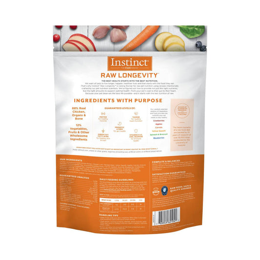 Instinct Raw Longevity Frozen Bites Adult Dog Food Cage-Free Chicken - 4lb - The Pet Source
