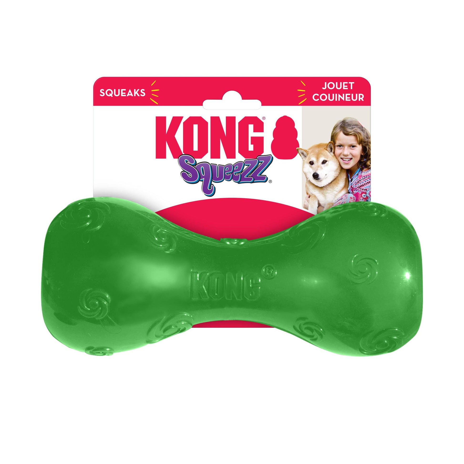 Kong Squeezz Dumbbell - Assorted Colors - Large - The Pet Source