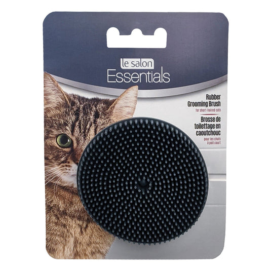Le Salon Essentials Cat Round Rubber Grooming Brush - Charcoal - 7.6 cm (3 in) diameter - The Pet Source