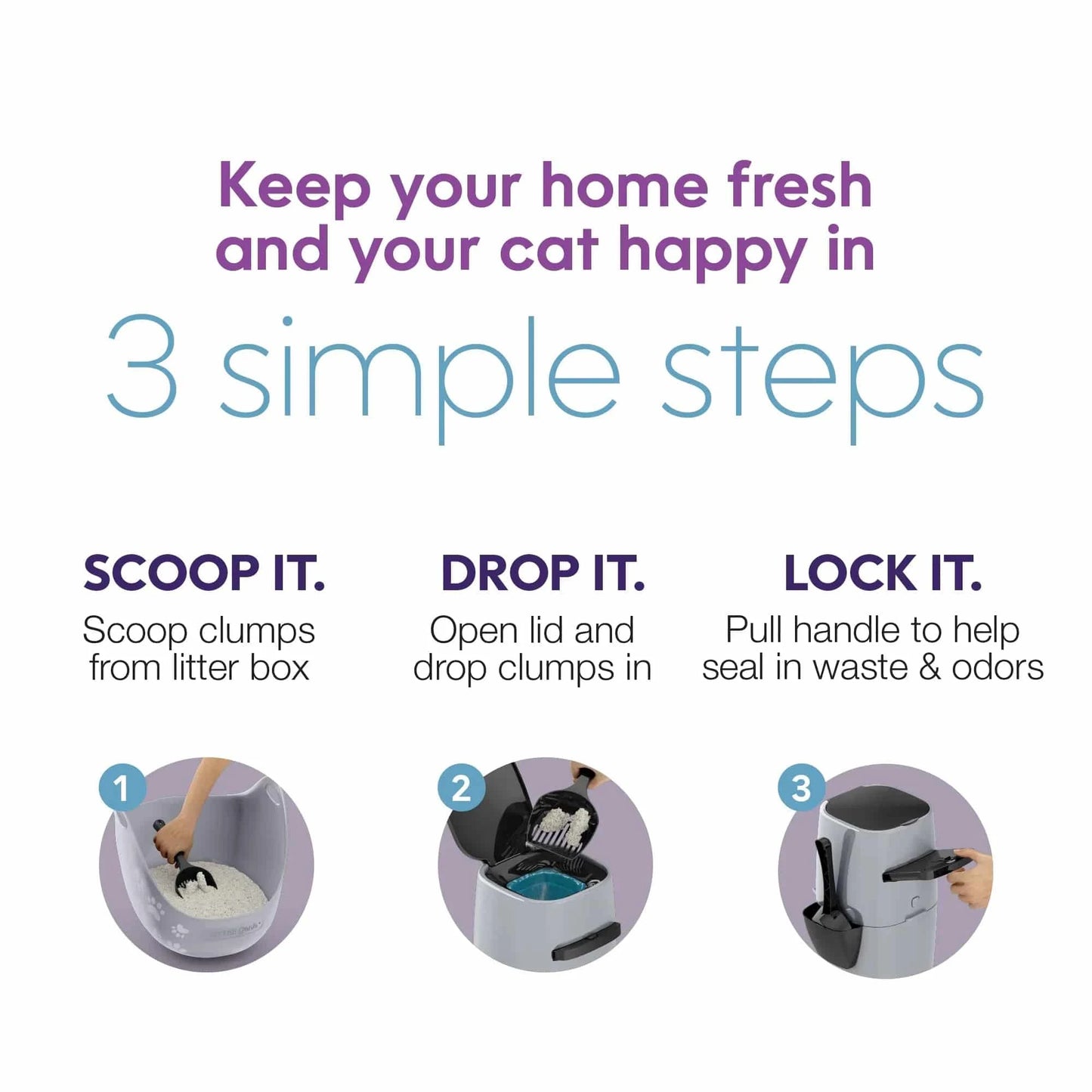 Litter Genie Plus Cat Litter Pail Disposal System - Silver - The Pet Source