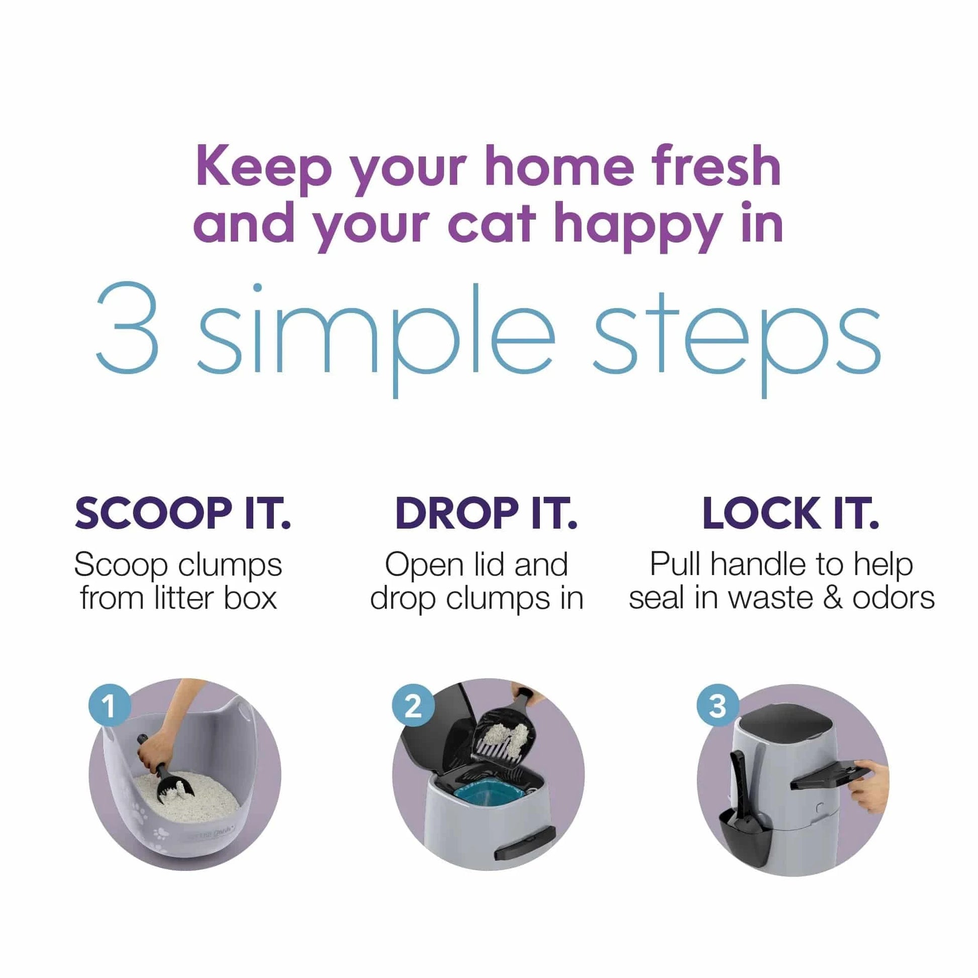 Litter Genie Plus Cat Litter Pail Disposal System - Silver - The Pet Source