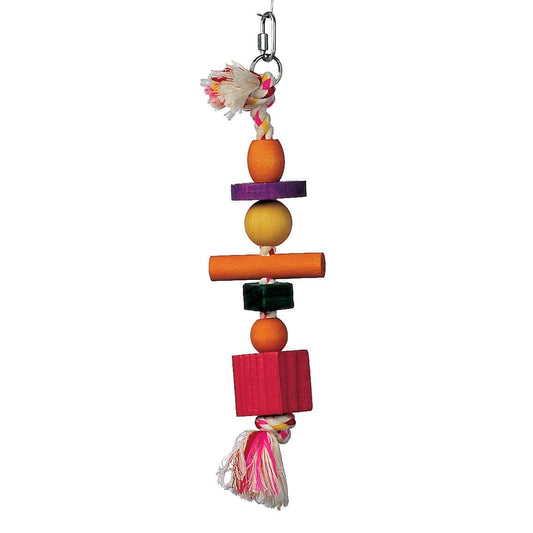 Living World Junglewood Bird Toy - Rope with 3 Beads - 2 Blocks - 1 Cylinder & 1 Peg - The Pet Source