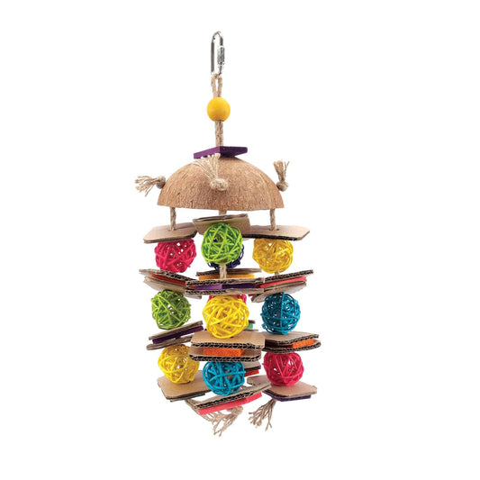 Living World Tropical Trove Coconut with Wicker Balls Bird Toy - The Pet Source