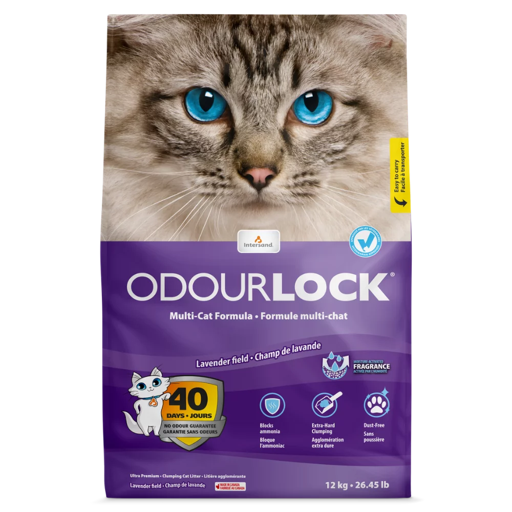 OdourLock Lavender Field Scent Premium Cat Litter - 12kg - The Pet Source