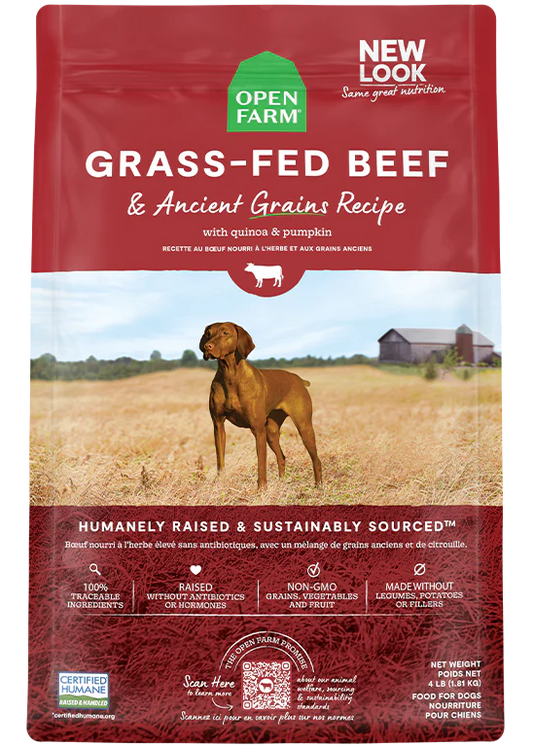 Open Farm Grass Fed Beef & Ancient Grains Dry Dog Food - 22lb - The Pet Source