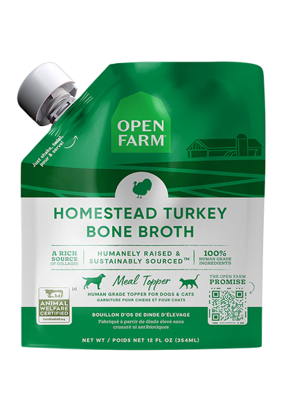 Open Farm Homestead Turkey Bone Broth For Dogs & Cats - 12oz - The Pet Source