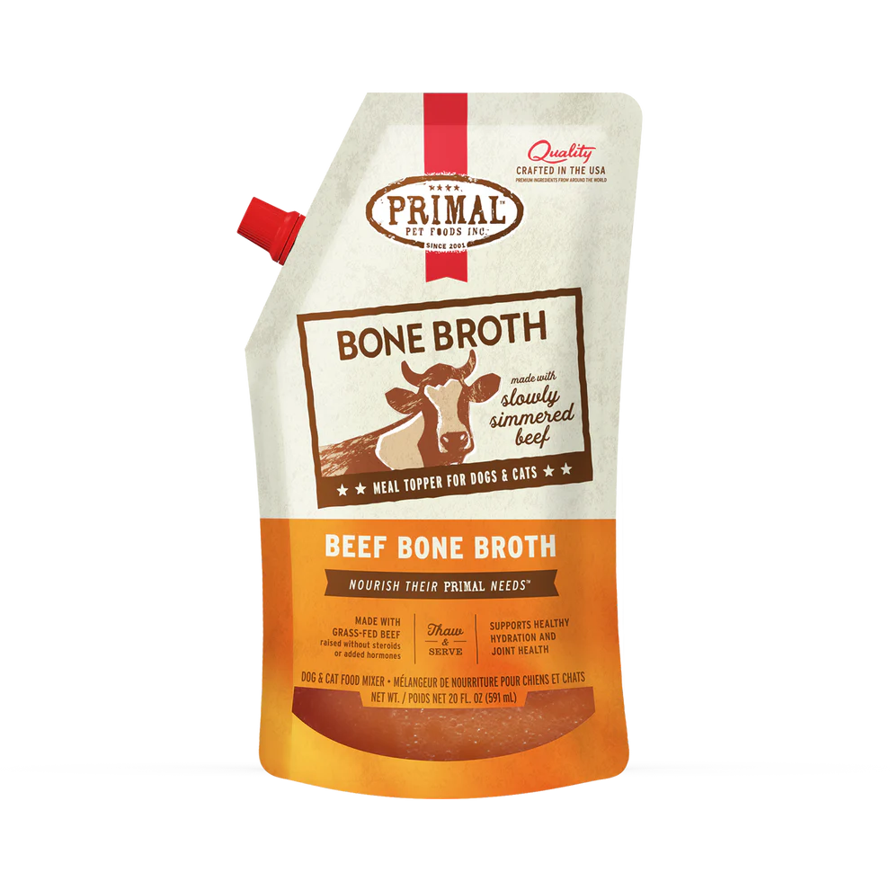 Primal Frozen Bone Broth Beef Recipe for Cats & Dogs - 20oz