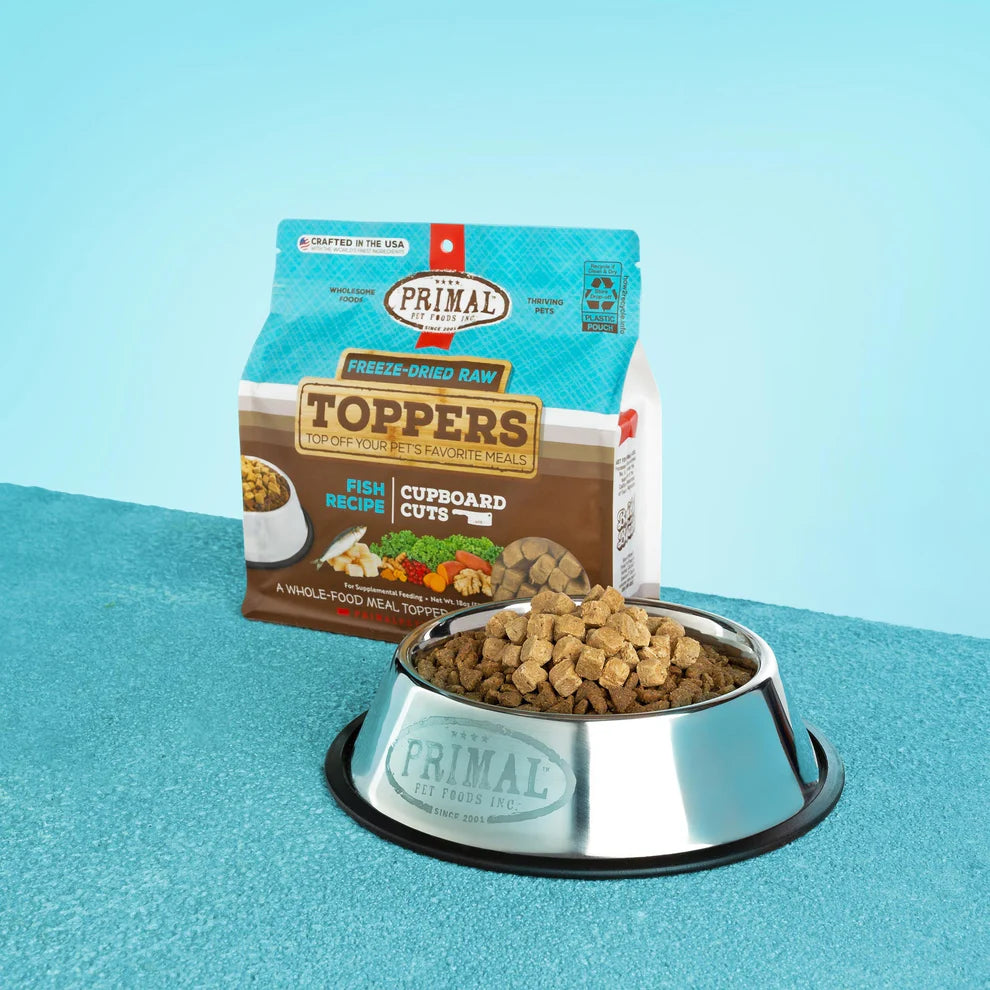 Primal Cupboard Cuts Freeze Dried Raw Toppers for Cat & Dog Fish Recipe - 3.5oz - The Pet Source