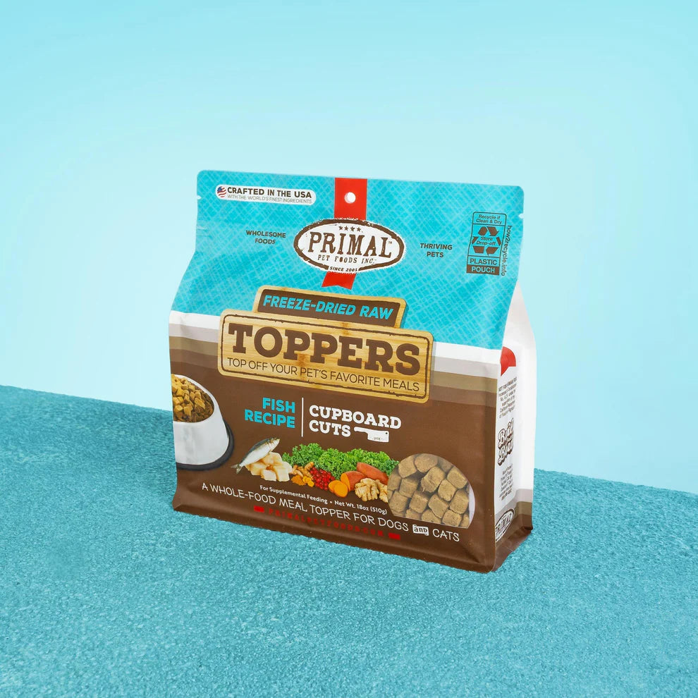Primal Cupboard Cuts Freeze Dried Raw Toppers for Cat & Dog Fish Recipe - 3.5oz - The Pet Source