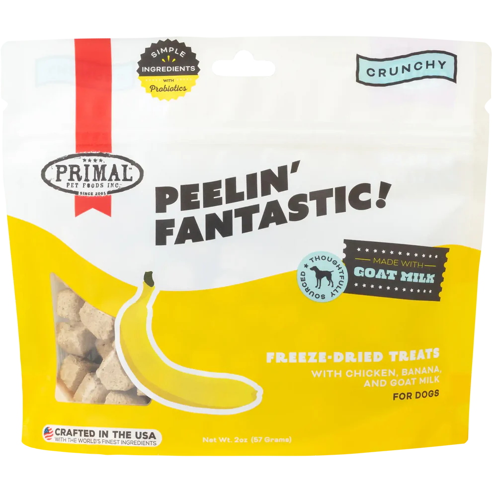 Primal Freeze Dried Raw Dog Treats Peelin’ Fantastic Chicken, Banana & Goat Milk - 2oz - The Pet Source
